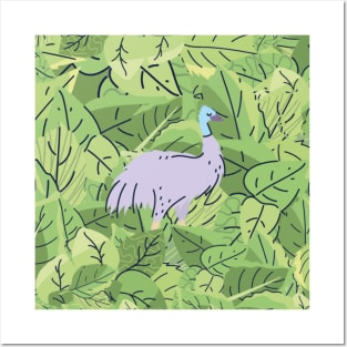 Emu Bird in Leaves Posters and Art